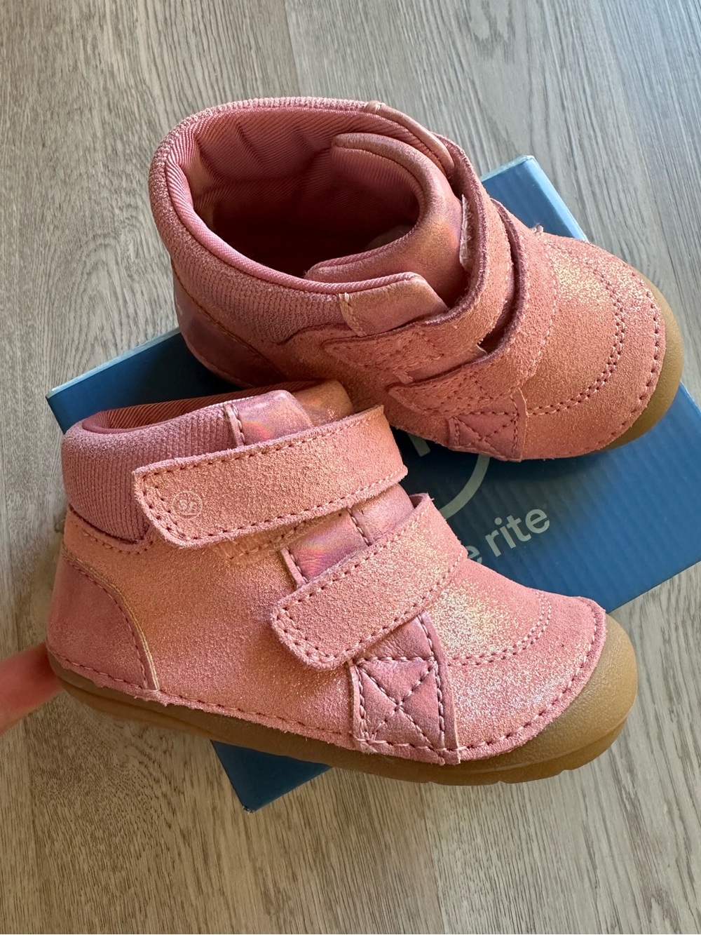 Stride Rite SM Martin Blush Shimmer Booties Shoes 5.5 Wide